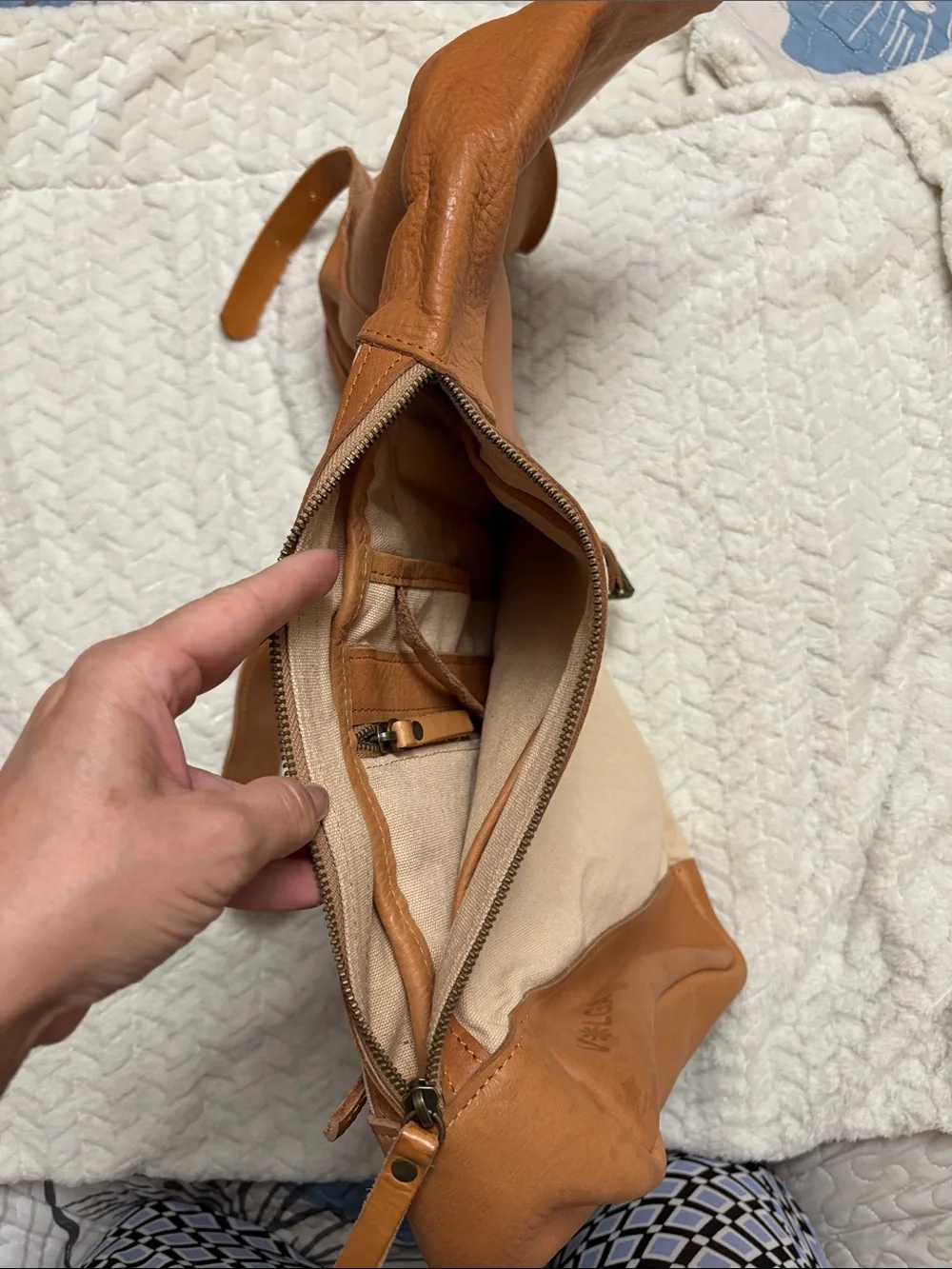 Canvas & Leather Two-Tone Tan Backpack